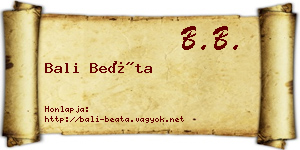 Bali Beáta névjegykártya